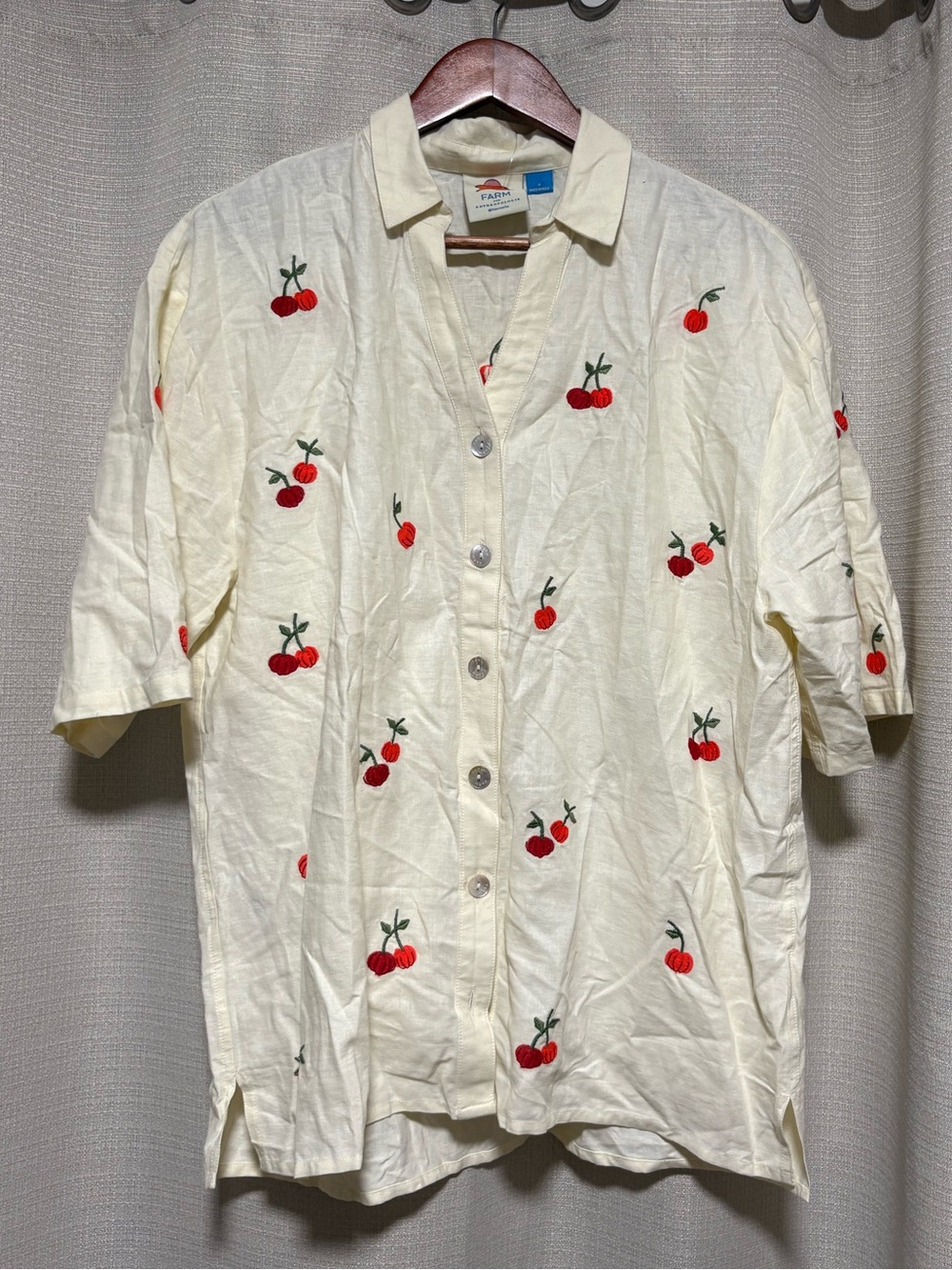 Farm Rio x Anthropologie embroidered button down